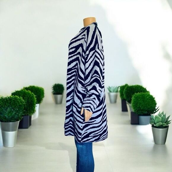 NWT 89th Madison 2X Grey Black Long Soft Zebra Print Coatigan Cardigan Sweater - Picture 10 of 12